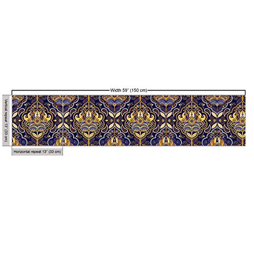 Ambesonne Asian Fabric by The Yard, Oriental Antique Pattern Folia...