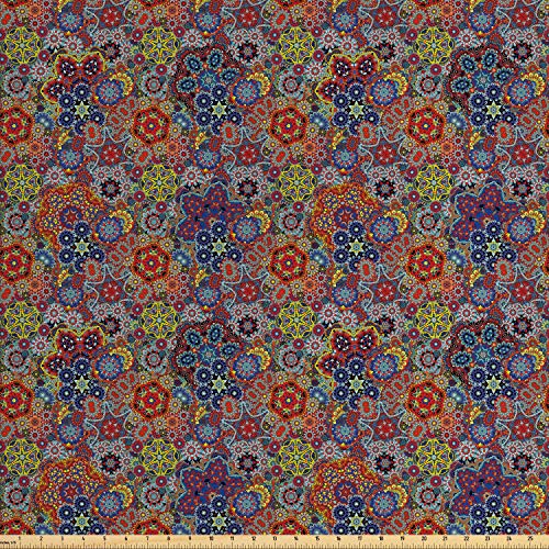 Ambesonne Batik Fabric by The Yard, Vintage Combined Nested Paisle...