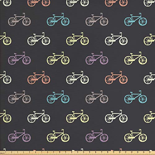 Ambesonne Bicycle Fabric by The Yard, Biking Theme Cycling Outdoor...