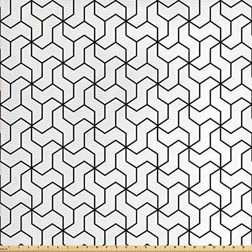 Ambesonne Black and White Fabric by The Yard, Geometric Arrangemen...