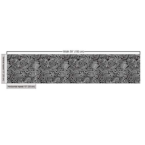 Ambesonne Black and White Fabric by The Yard, Monochromatic Illust...