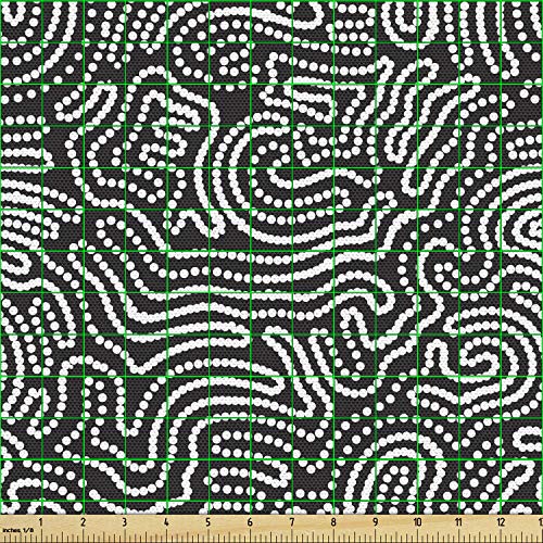 Ambesonne Black and White Fabric by The Yard, Monochromatic Illust...