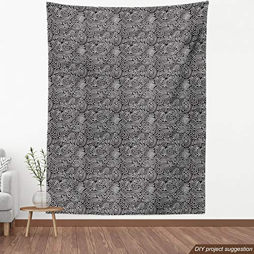 Ambesonne Black and White Fabric by The Yard, Monochromatic Illust...