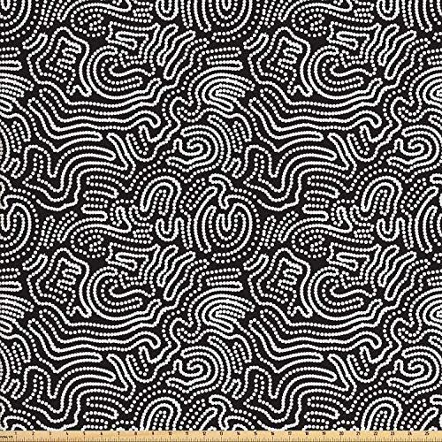 Ambesonne Black and White Fabric by The Yard, Monochromatic Illust...