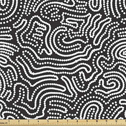 Ambesonne Black and White Fabric by The Yard, Monochromatic Illust...