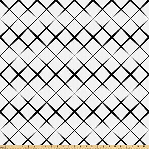 Ambesonne Black and White Fabric by The Yard, Monochrome Pattern w...