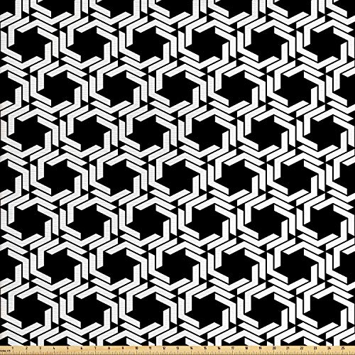 Ambesonne Black and White Fabric by The Yard, Simplistic Diagonal ...