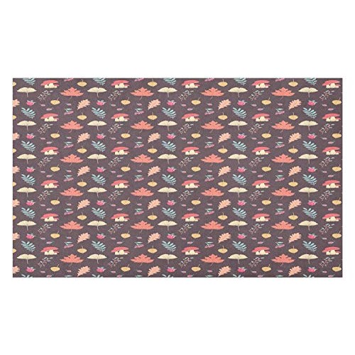 Ambesonne Botanical Doormat, Cartoonish Forest Pattern of Mushroom...