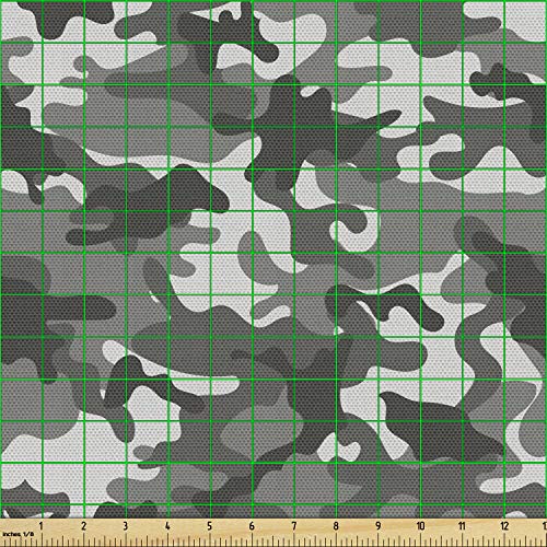 Ambesonne Camouflage Fabric by The Yard, Monochrome Attire Pattern...