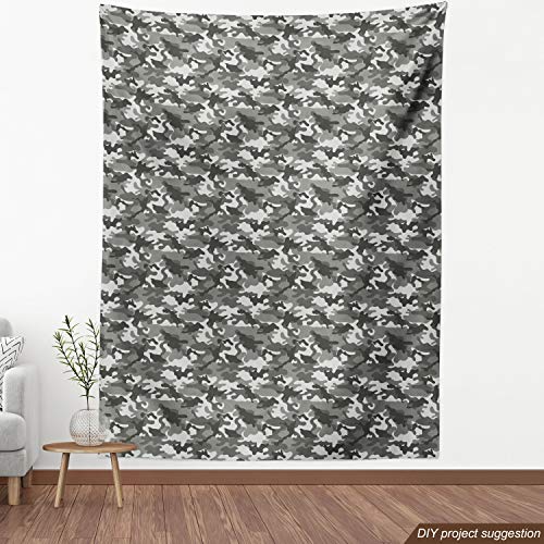 Ambesonne Camouflage Fabric by The Yard, Monochrome Attire Pattern...