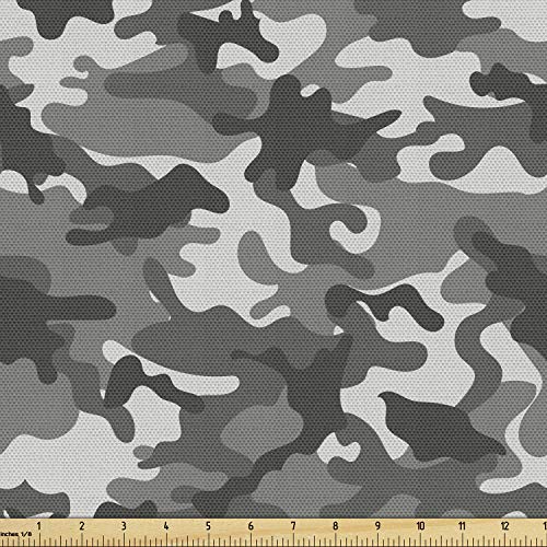 Ambesonne Camouflage Fabric by The Yard, Monochrome Attire Pattern...