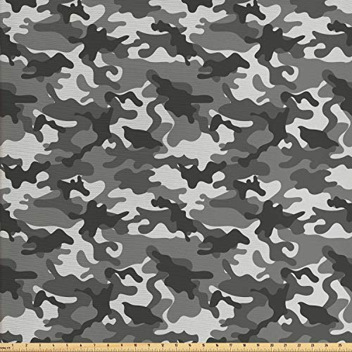 Ambesonne Camouflage Fabric by The Yard, Monochrome Attire Pattern...