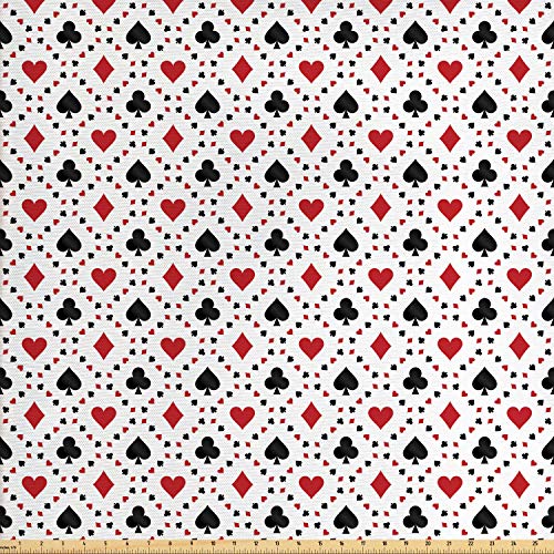 Ambesonne Casino Fabric by The Yard, Poker Cards Advertising Holid...