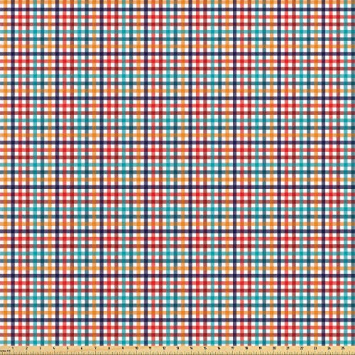 Ambesonne Checkered Fabric by The Yard, Colorful Fresh Summertime ...