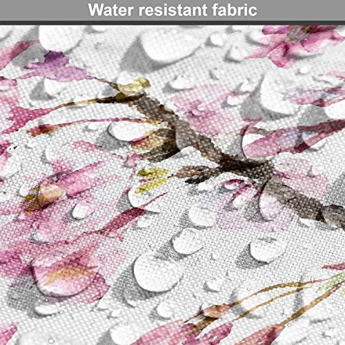 Ambesonne Cherry Blossom Fabric by The Yard, Watercolor Style Orie...