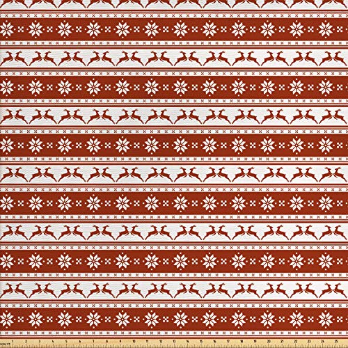 Ambesonne Christmas Fabric by The Yard, Norwegian Scandinavian Tra...