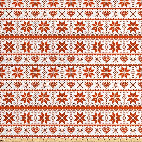 Ambesonne Christmas Fabric by The Yard, Scandinavian Tradition Fas...