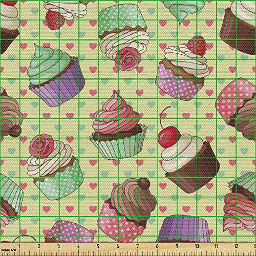 Ambesonne Coffee Fabric by The Yard, Coffee Shop Bakery Inspired T...
