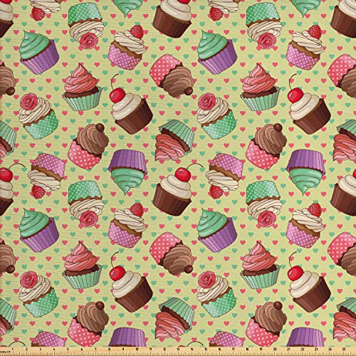 Ambesonne Coffee Fabric by The Yard, Coffee Shop Bakery Inspired T...