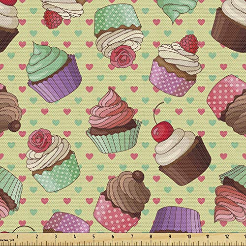 Ambesonne Coffee Fabric by The Yard, Coffee Shop Bakery Inspired T...