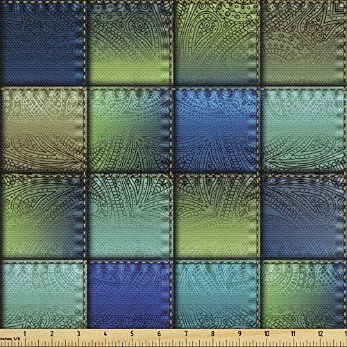 Ambesonne Colorful Fabric by The Yard, Modern Geometric Bohemian P...