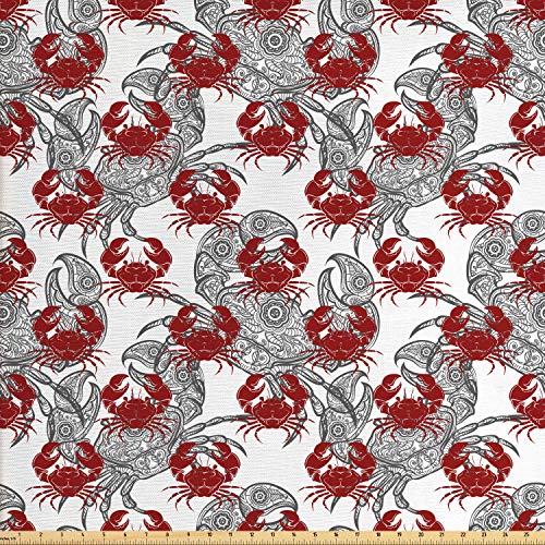 Ambesonne Crabs Fabric by The Yard, Sea Animals Theme Illustration...