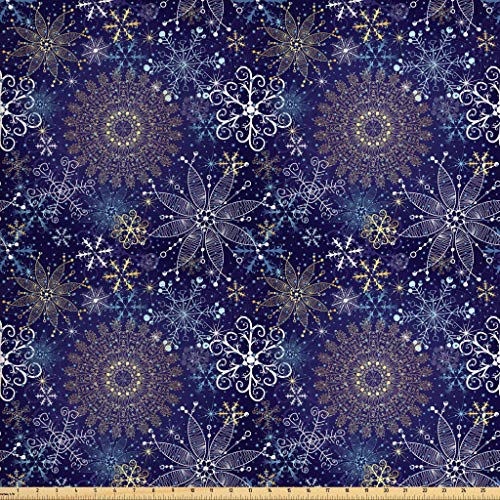 Ambesonne Dark Blue Fabric by The Yard, Christmas Inspired Pattern...