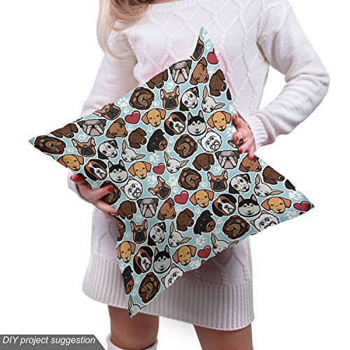Ambesonne Dog Lover Fabric by The Yard, Canine Breeds Bulldog Chih...