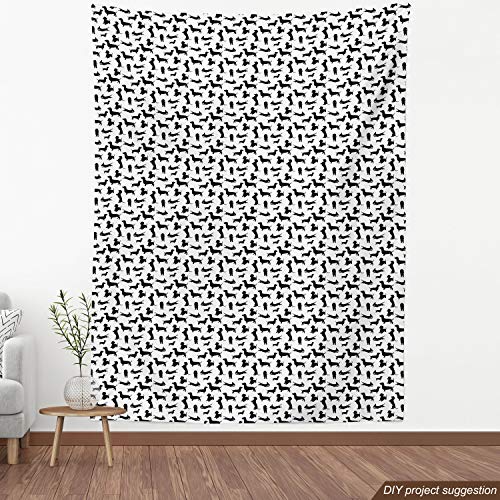 Ambesonne Dog Lover Fabric by The Yard, Monochrome Dachshunds in N...