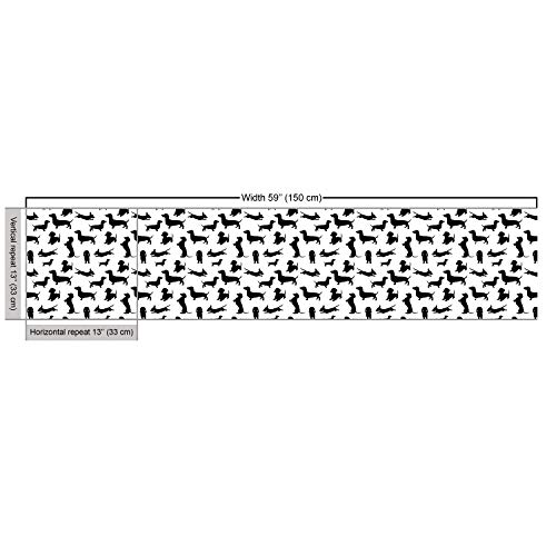 Ambesonne Dog Lover Fabric by The Yard, Monochrome Dachshunds in N...