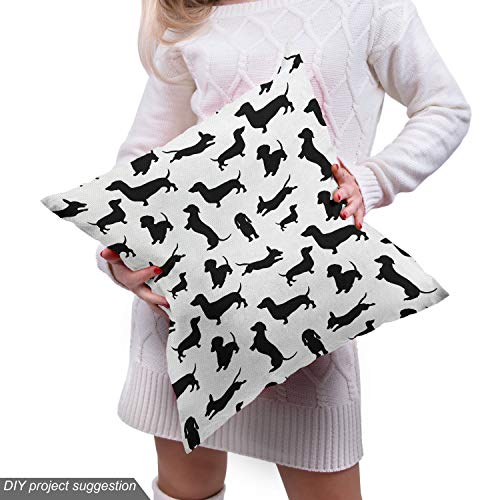 Ambesonne Dog Lover Fabric by The Yard, Monochrome Dachshunds in N...