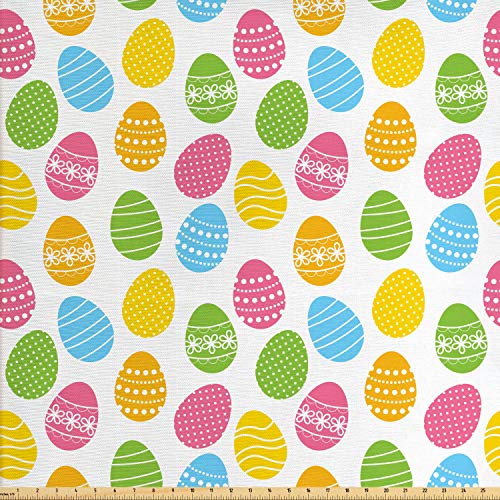 Ambesonne Easter Fabric by The Yard, Greeting The Colorful and Fun...