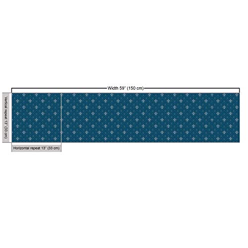 Ambesonne Fleur De Lis Fabric by The Yard, Middle Ages Abstract Fl...