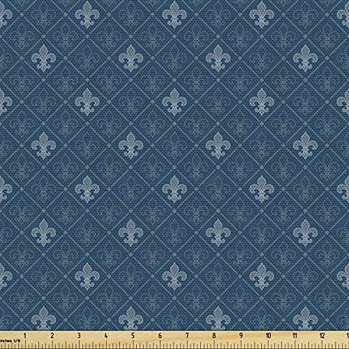 Ambesonne Fleur De Lis Fabric by The Yard, Middle Ages Abstract Fl...