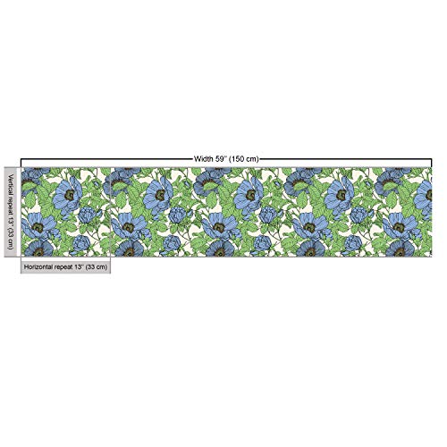 Ambesonne Floral Fabric by The Yard, Hand Drawn Bold Flowers and L...