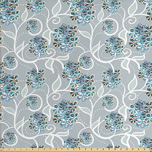 Ambesonne Floral Fabric by The Yard, Mixed of Colorful Lilac Flowe...