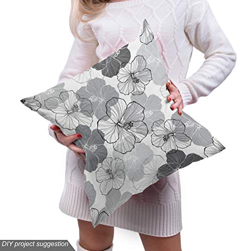 Ambesonne Floral Fabric by The Yard, Overview of Hibiscus Flower S...