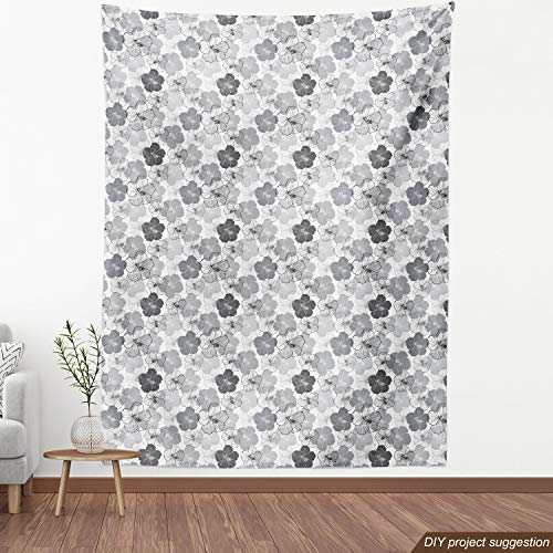 Ambesonne Floral Fabric by The Yard, Overview of Hibiscus Flower S...