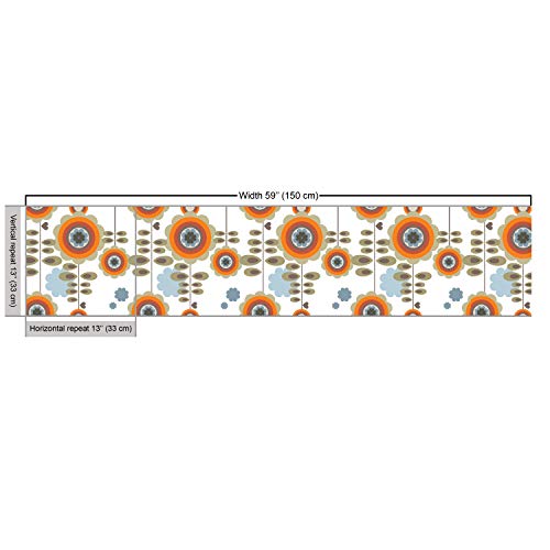 Ambesonne Flower Fabric by The Yard, Retro Style Floral Background...
