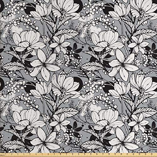 Ambesonne Garden Art Fabric by The Yard, Botanical Pattern with Ha...