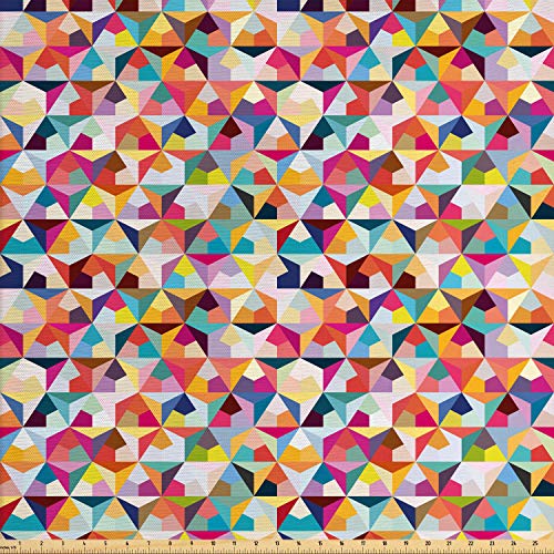 Ambesonne Geometric Fabric by The Yard, Agular Triangle Pattern Po...