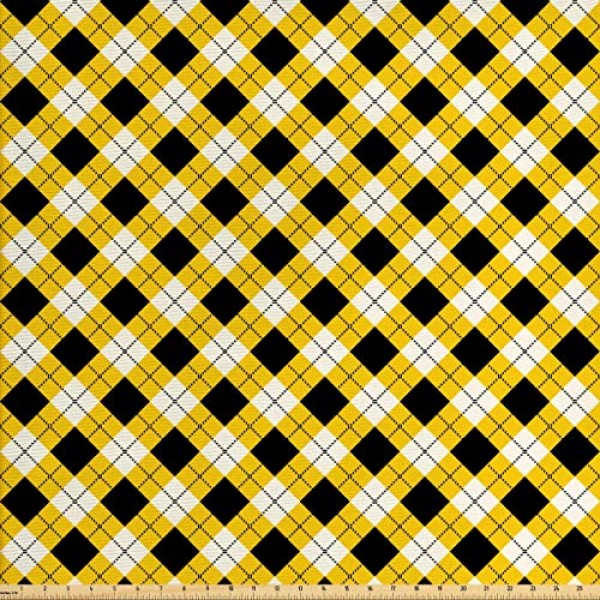 Ambesonne Geometric Fabric by The Yard, Argyle Pattern with Rhombu...