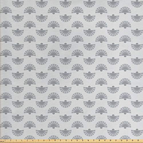 Ambesonne Geometric Fabric by The Yard, Japanese Traditional Fan P...