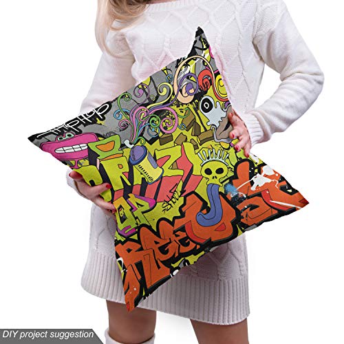 Ambesonne Graffiti Fabric by The Yard, Contemporary Style Hip Hop ...