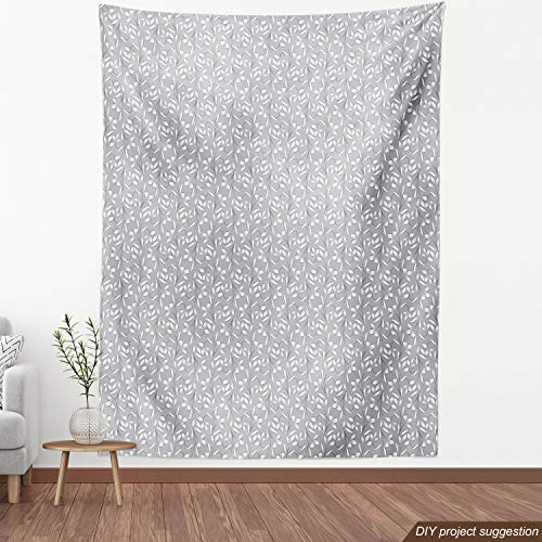 Ambesonne Grey Fabric by The Yard, Floral Ornaments Spring Theme A...