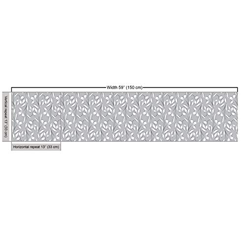 Ambesonne Grey Fabric by The Yard, Floral Ornaments Spring Theme A...