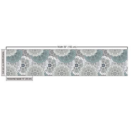 Ambesonne Grey Fabric by The Yard, Tile Art Mandala with Oriental ...