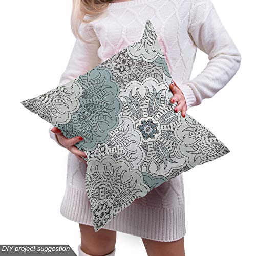 Ambesonne Grey Fabric by The Yard, Tile Art Mandala with Oriental ...