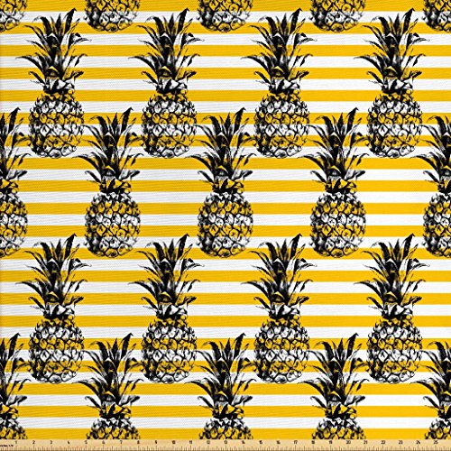 Ambesonne Grunge Fabric by The Yard, Retro Striped Background with...