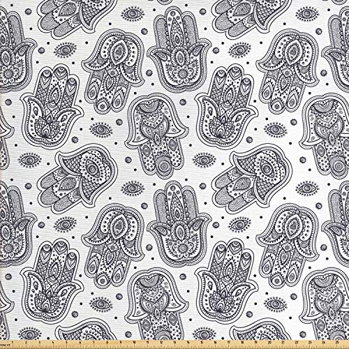 Ambesonne Hamsa Fabric by The Yard, Protection from Devil Eye Patt...